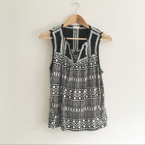 Anthropologie Meadow Rue Geo-stitched Print Tank